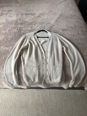 Eterne Cream Button-Up Knit Cardigan